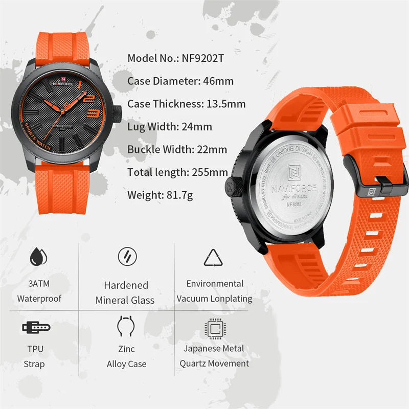 NAVIFORCE, reloj de cuarzo de marca de lujo para hombre, correa de silicona, relojes militares, reloj de pulsera resistente al agua 30ATM, reloj Masculino 2022