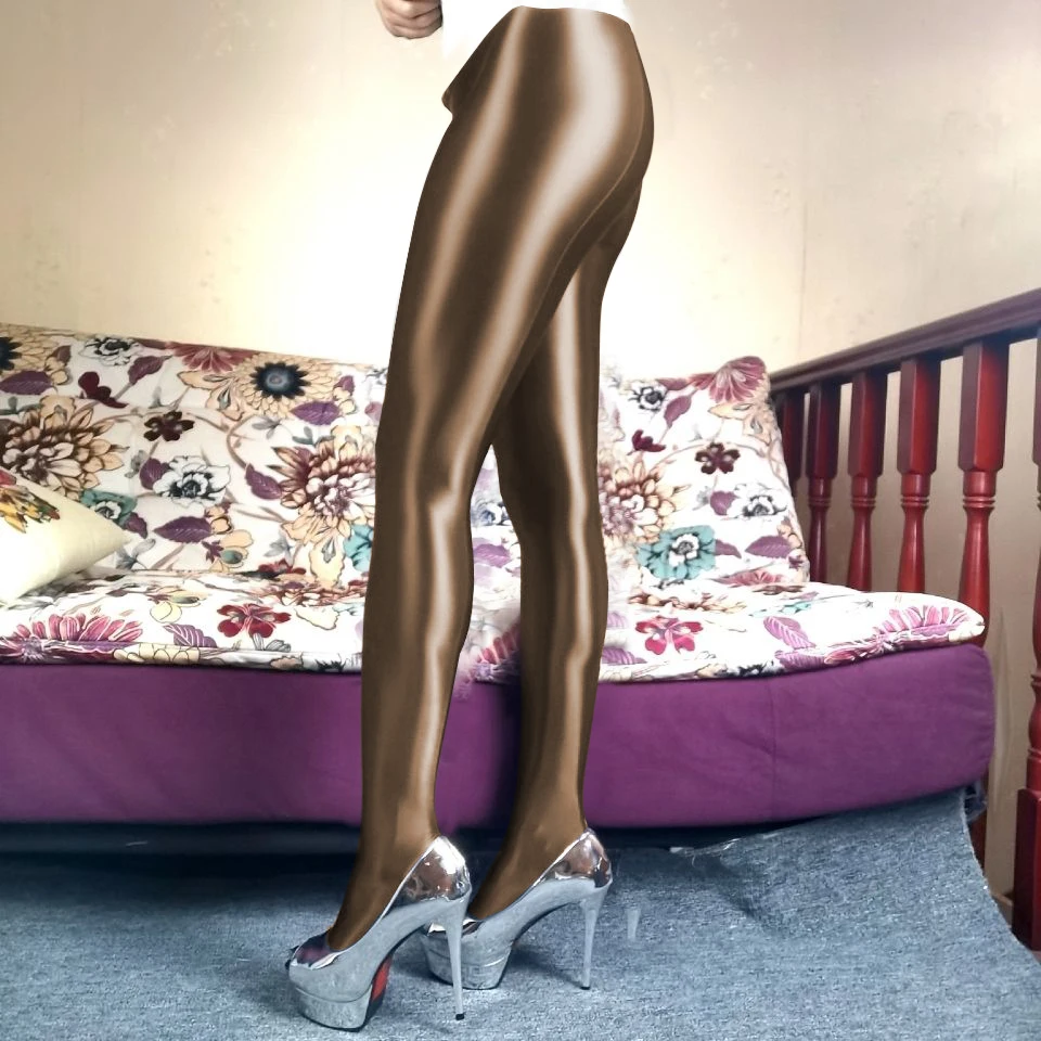 Pantalones de satén japonés para mujer, pantimedias brillantes, suaves y sedosas, sexys, ajustados, opacos, de cintura alta, aspecto húmedo, deportivos, para nadar