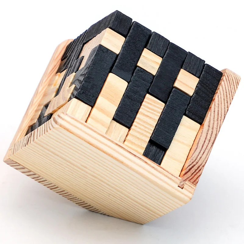Rompecabezas de cubo 3D Luban entrelazado juguete educativo creativo de madera cerebro IQ mente juego de aprendizaje temprano regalo para niños letra 54T