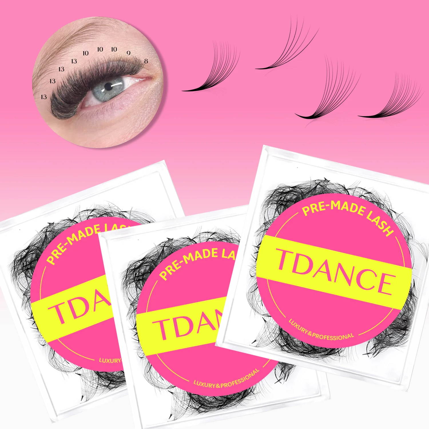 TDANCE 2500 ventiladores Base puntiaguda ventiladores sueltos 5 unids/lote profesional tallo medio afilado fino Pro-made volumen Fans extensiones de pestañas