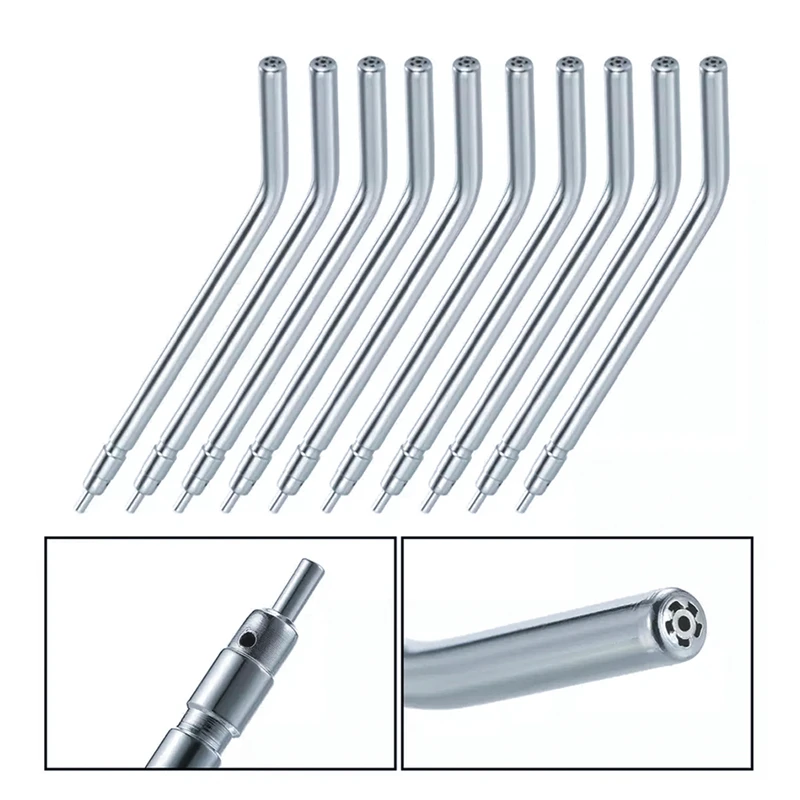 Boquillas dentales de acero inoxidable, puntas de jeringa de 3 vías, pulverizador de agua y aire, Triple jeringa, piezas de repuesto para silla de odontología, 10 piezas