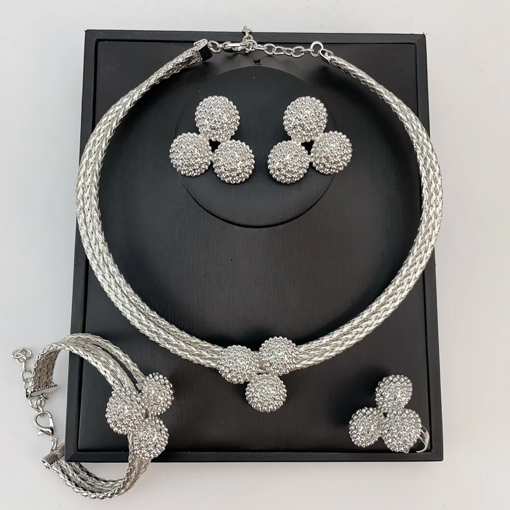 Collar grande y audaz de estilo Simple brasileño, conjunto de joyería de novia africana de calidad de lujo para mujer, regalos de fiesta FHK22826