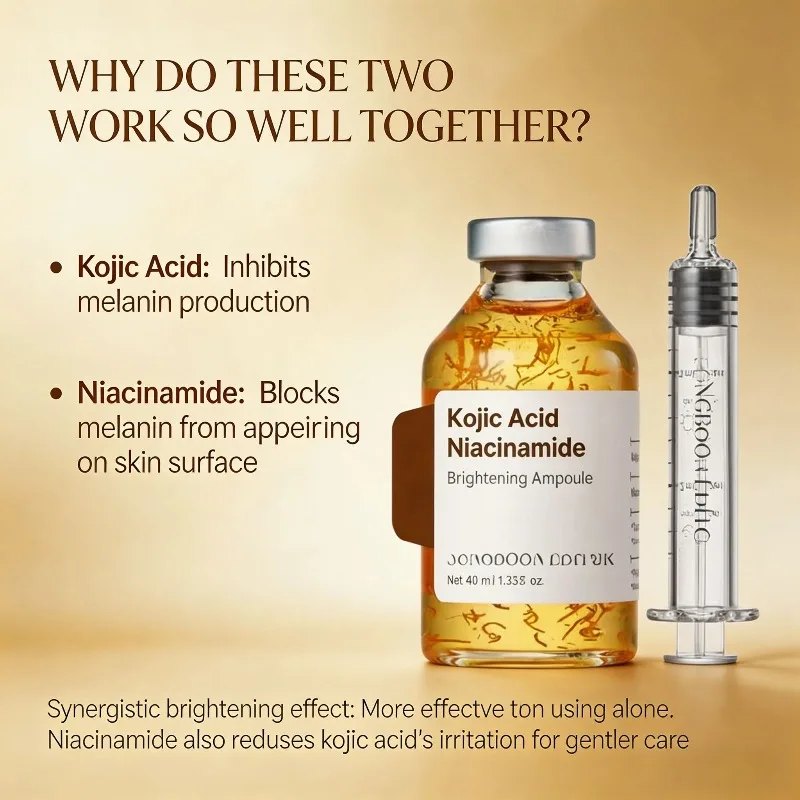 Set de Suero en Ampollas con Ácido Kójico y Niacinamida para el Cuidado de Manchas Oscuras, Iluminador, Reafirmante, Hidratante y Aclarante para el Cuidado Facial de la Piel