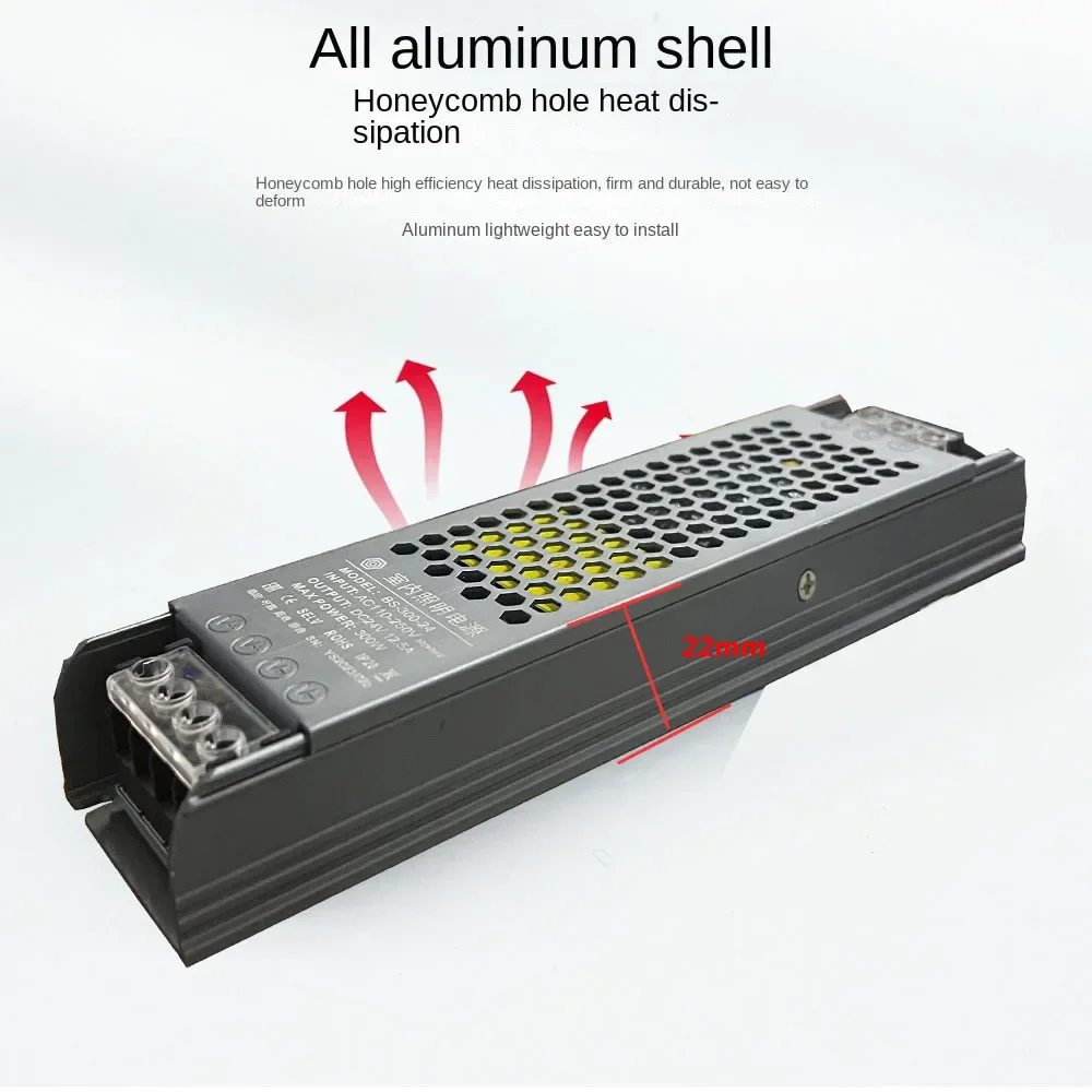 Controlador de fuente de alimentación de interruptor ultrafinoAC110-240V a DC 12V 24V transformadores de iluminación 100W 200W 400W controlador de potencia de interruptor