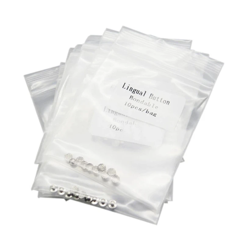 100 Uds. Botón Lingual Dental ortodoncia adhesivo Metal malla redonda lengua hebilla lateral Base redonda