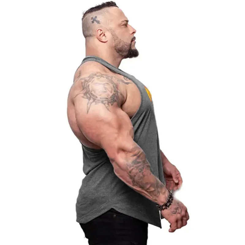 Camisetas musculosas de Fitness para hombre, camiseta holgada informal de Hip Hop sin mangas, ropa transpirable de algodón, camisetas sin mangas deportivas para culturismo y gimnasio