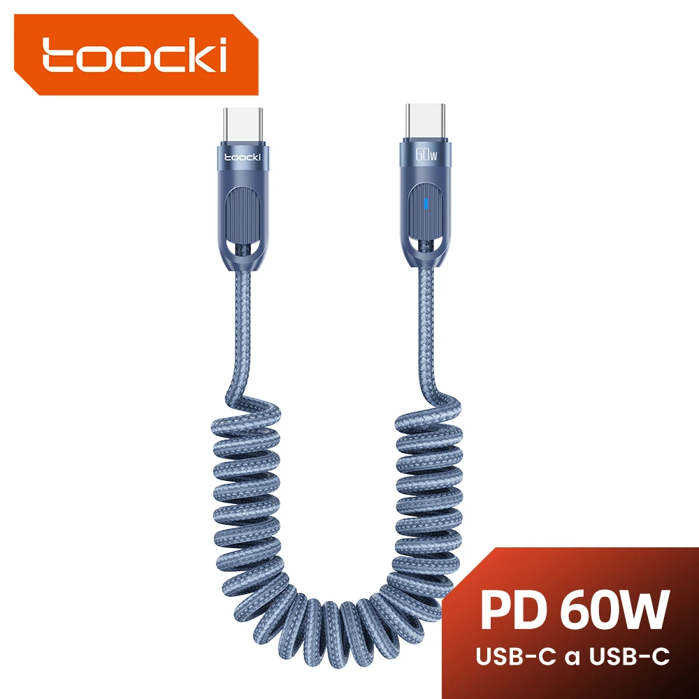 Toocki-Cable USB tipo C a USB, cargador telescópico de 100W para teléfono de coche, Cable tipo C para Macbook, iPhone 15, Samsung, Huawei, Xiaomi