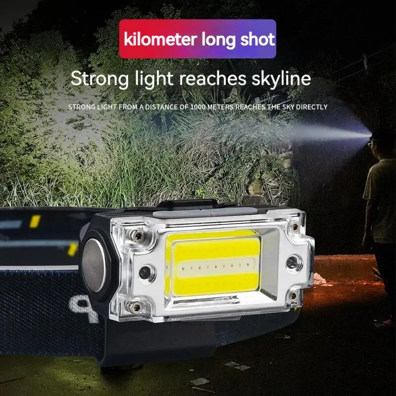 Mini linterna frontal Dual COB con Sensor, Clip para sombrero, 5 modos de iluminación, linterna de caza para acampar al aire libre, lámparas de cabeza de inducción