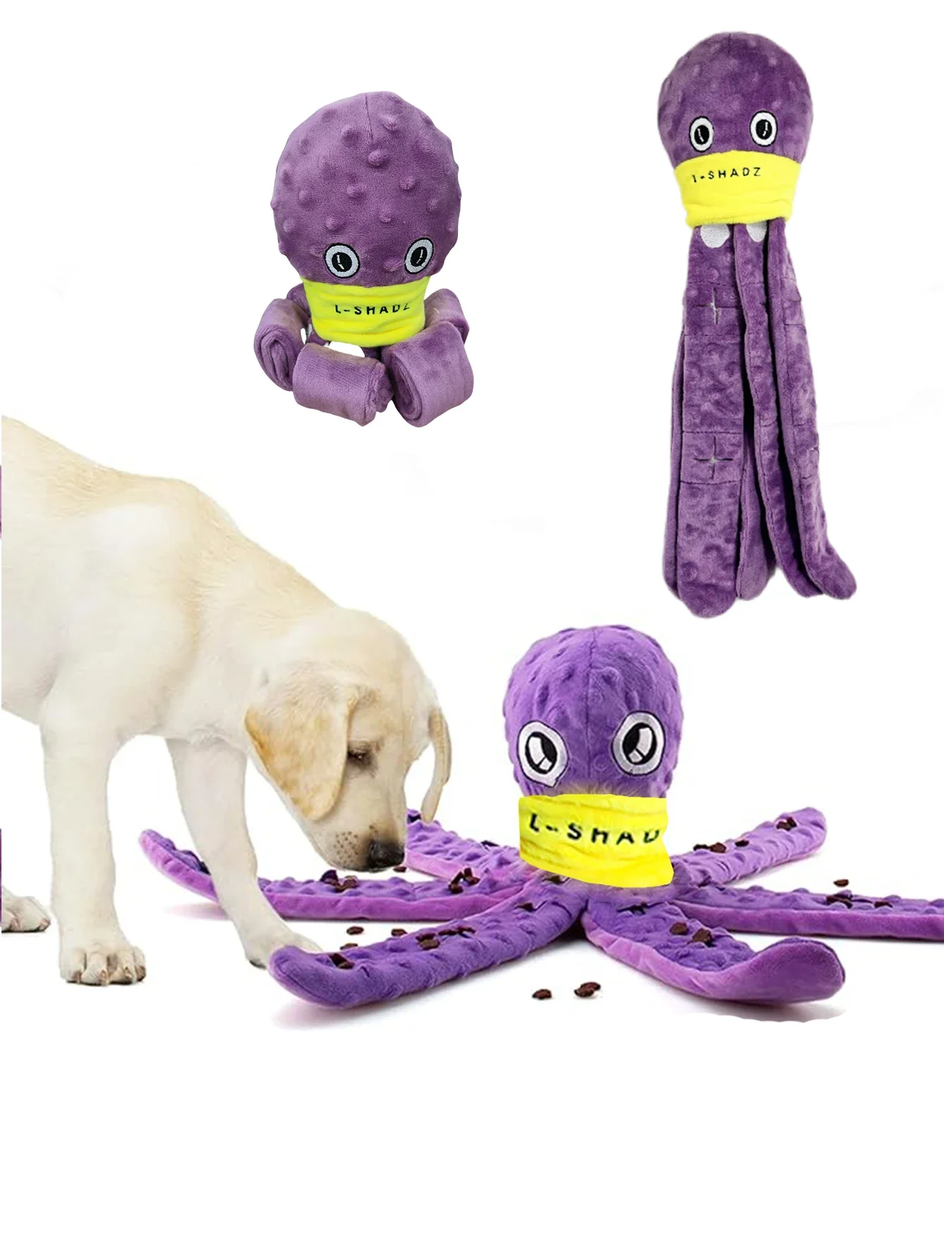Juguete de peluche para perro, rompecabezas de pulpo, juguete interactivo para masticar, juego de alimentación lenta para cachorros