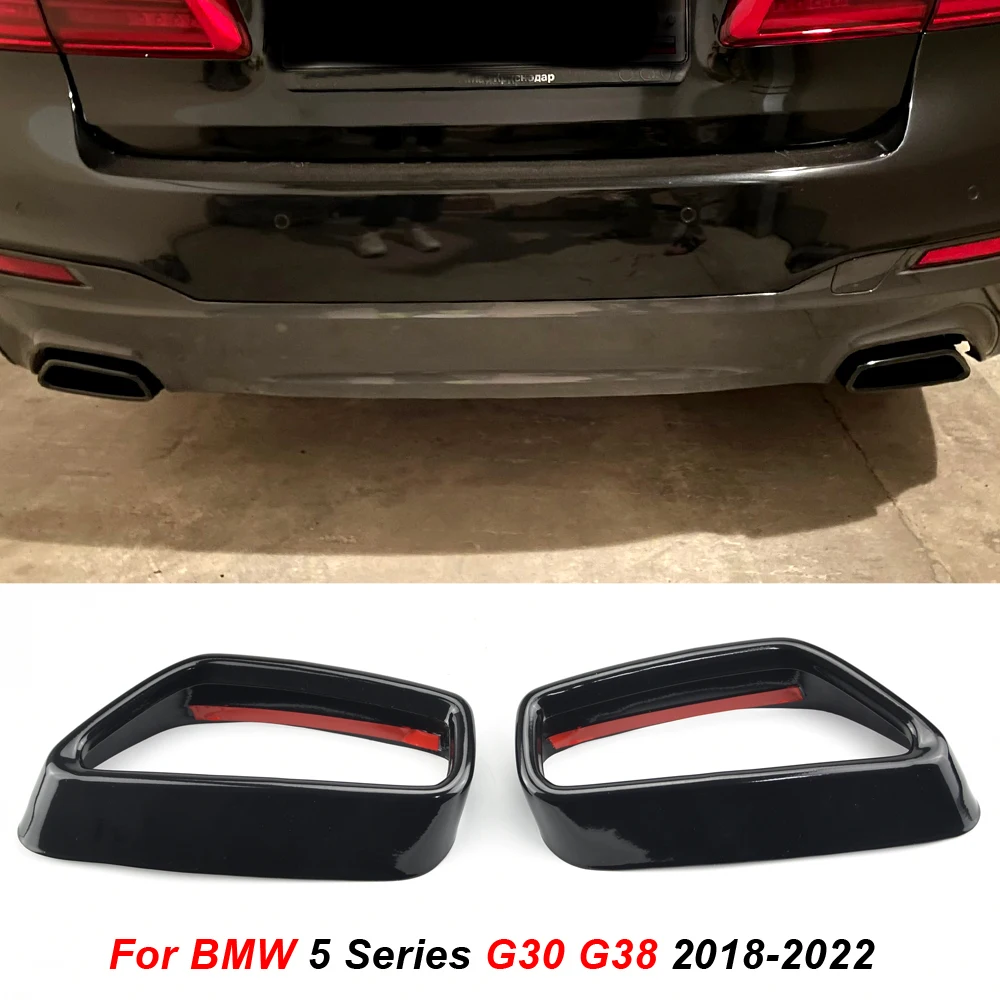 Para BMW 5 Series G30 G31 2018-2021 cubierta de tubo de escape de coche negro de acero inoxidable pegatinas modificación Exterior accesorios de coche