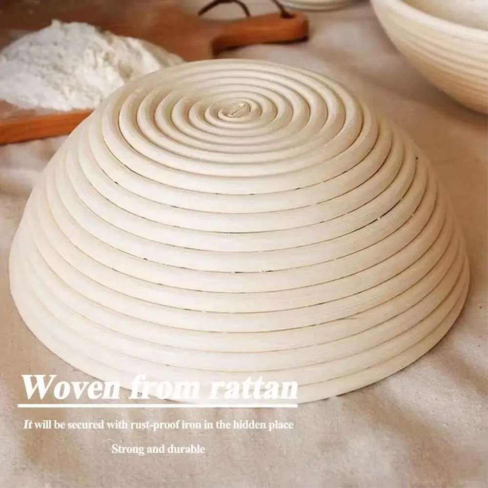 Cesta de prueba de pan Banneton, mimbre Natural, ovalada, redonda, cestas de masa fermentada, cana para hornear, fermentación, 5/8 Uds.