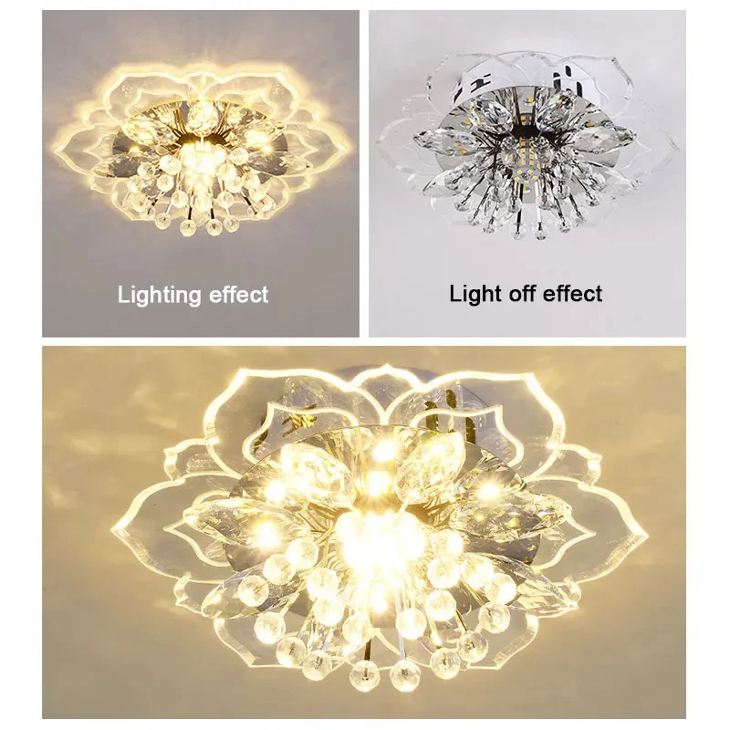 Lámpara de techo LED moderna, lámpara de techo de cristal, candelabro de dormitorio, iluminación interior para sala de estar, decoración del hogar, candelabro Led