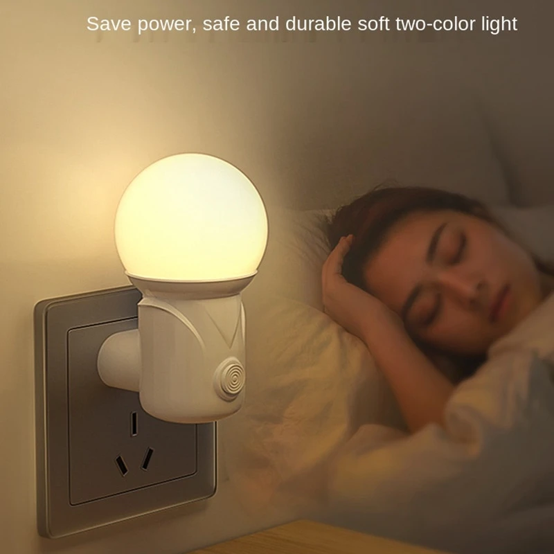 Luces LED de noche con enchufe UE/EE. UU., lámpara con atenuación de 2 colores, protección ocular, luz de sueño para lactancia de bebés, lámpara de noche para lectura y sala de estar