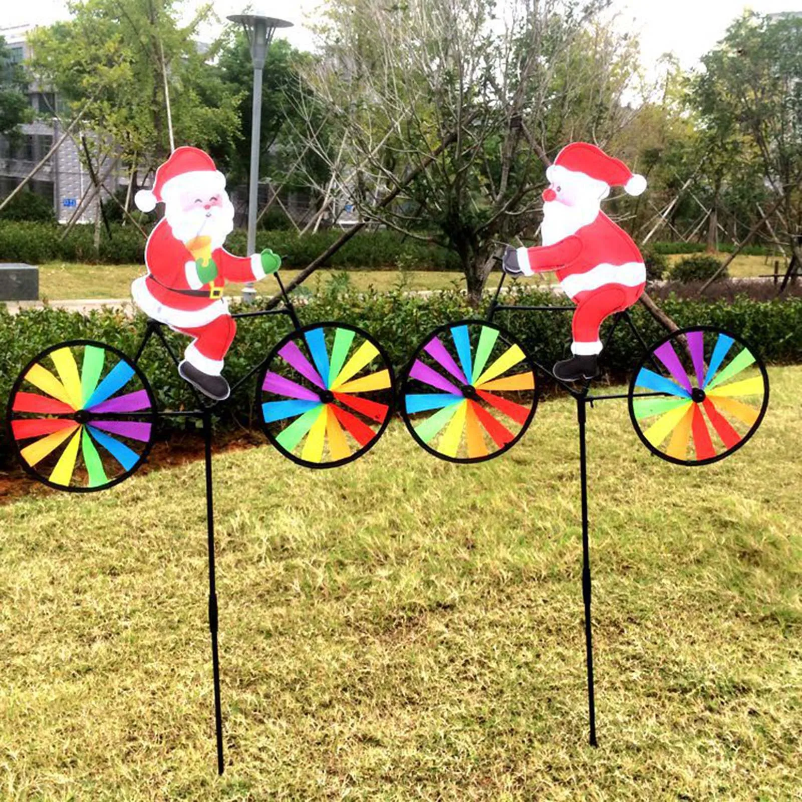 Estacas de jardín giratorias de Arte de molino de viento de bicicleta de Animal 3D lindo, decoraciones para vacaciones, decoración de jardín