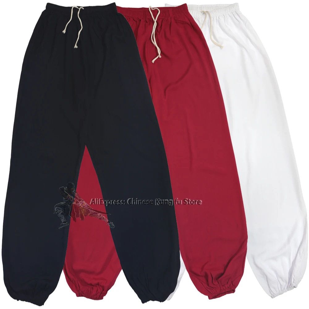 Pantalones de Kung Fu de Algodón para Hombre y Mujer, Pantalones de Artes Marciales, Wing Chun, Tai Chi, Yoga, Qigong, Meditación