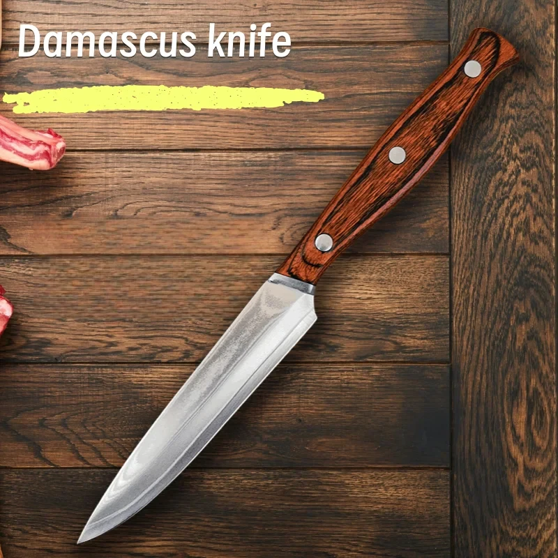 Cuchillo para carne de acero damasco de 67 capas, forjado VG10, cuchillo para frutas, cuchillo multiusos de cocina, cuchillo de cocina afilado de alta dureza, 1 unidad