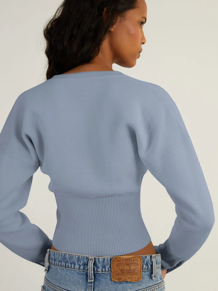 Tossy otoño moda prendas de punto cárdigan Top mujer acanalado Patchwork ajustado Casual recortado interior Top mujer cárdigan de punto prendas de vestir
