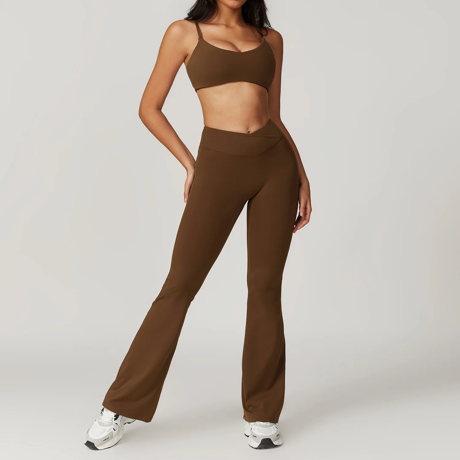 Conjunto de 2 piezas de Yoga, ropa de gimnasio, ropa deportiva, trajes de Yoga para mujer, Top corto de manga corta, chándales, Sujetador deportivo, mallas de gimnasio
