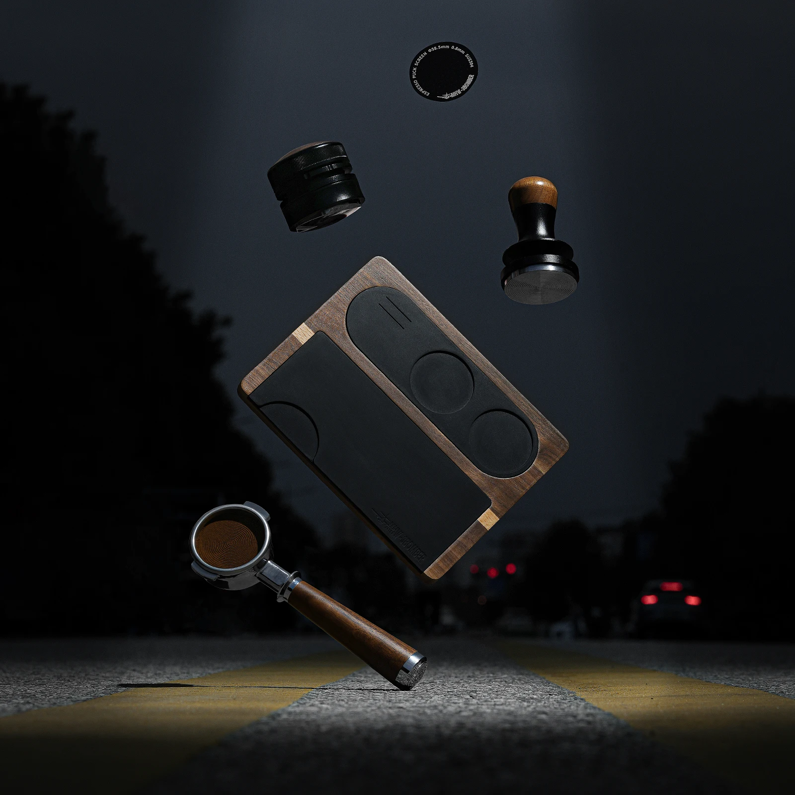 Estación de apisonamiento de café MHW-3BOMBER, alfombrilla de silicona de madera para Espresso de 51-58mm, portafiltro, accesorios de café Barista para el hogar