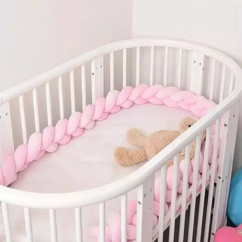Parachoques de cama de cuerda trenzada suave para bebé de 1,3 M, tira de riel de cuna anticolisión, cojín transpirable antideslizante seguro para parachoques de cama de niños pequeños