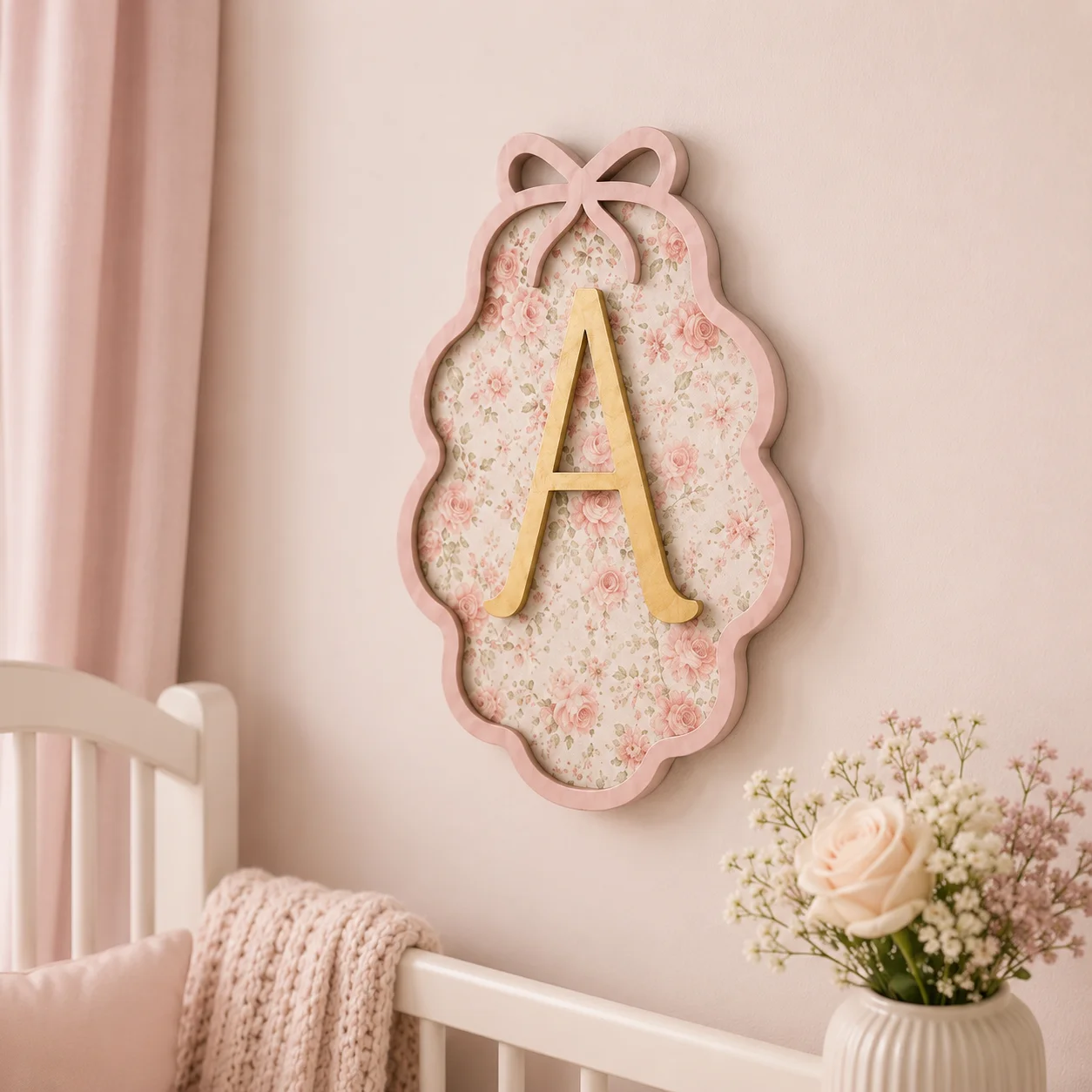 1 placa de madera con letra personalizada y diseño floral, decoración para pared de casa, habitación u oficina, pintable, regalo de cumpleaños o boda