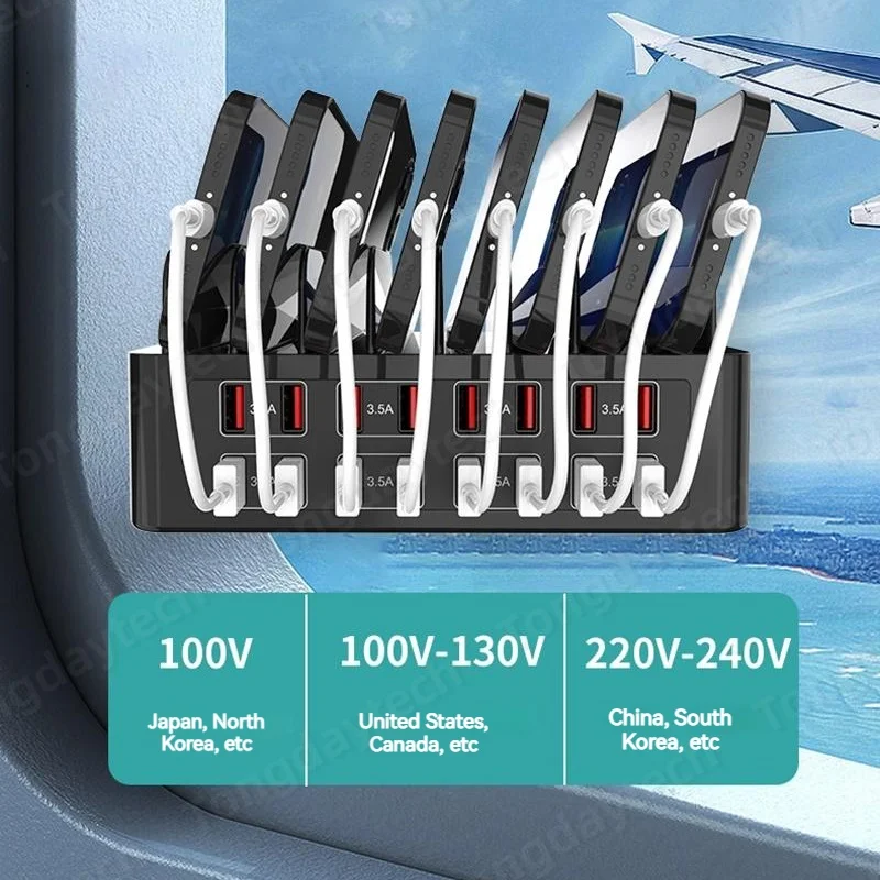 Cargador rápido Universal Multi USB tipo C de 150W, soporte de estación de carga MAX de 16 puertos 3.5A para Ipad Iphone 17 16 Samsung Xiaomi Tablet