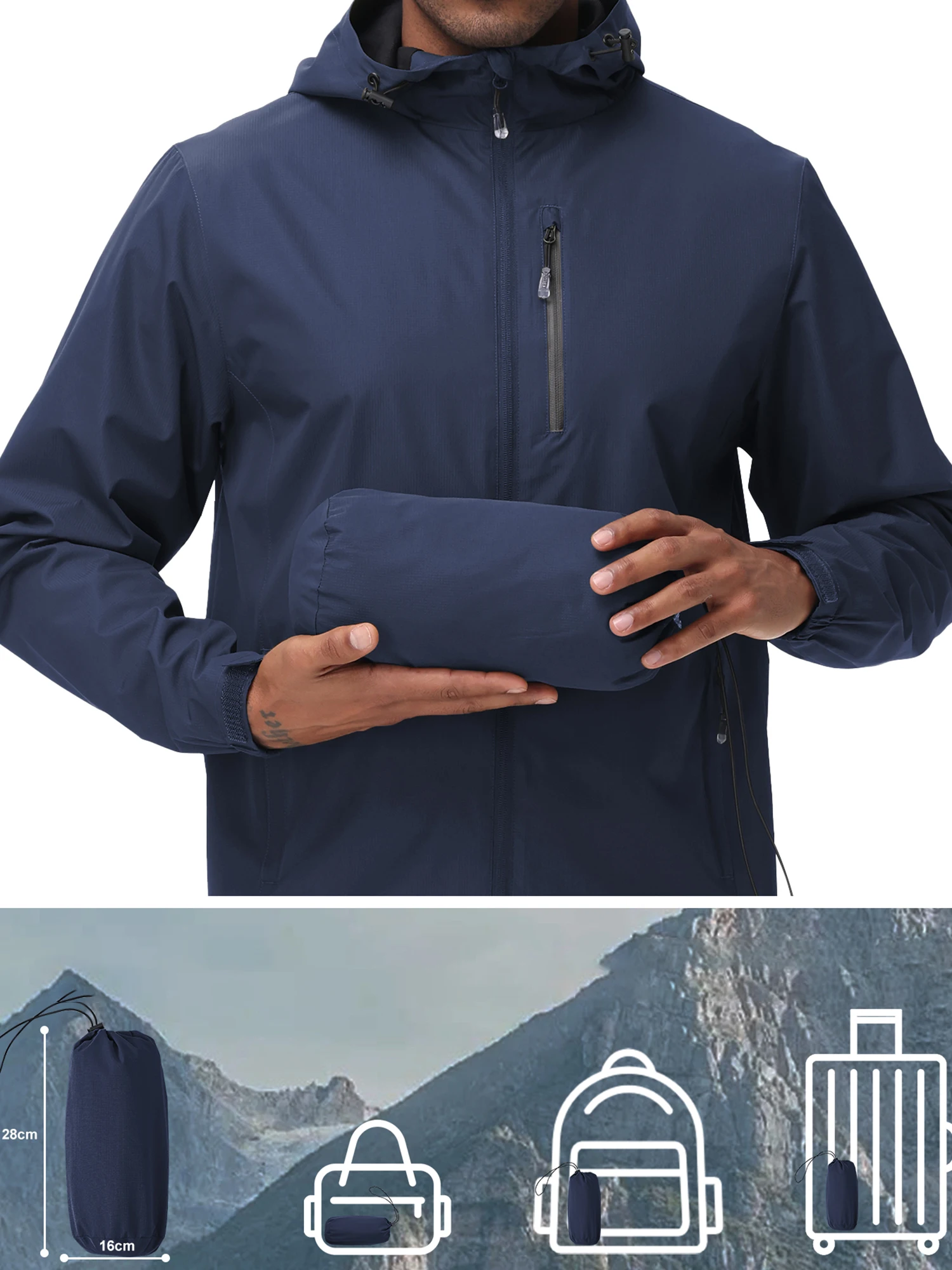 Rompevientos para hombre, chaqueta al aire libre, montañismo, viaje, impermeable, chaqueta con capucha, abrigo deportivo para correr, prendas de vestir finas