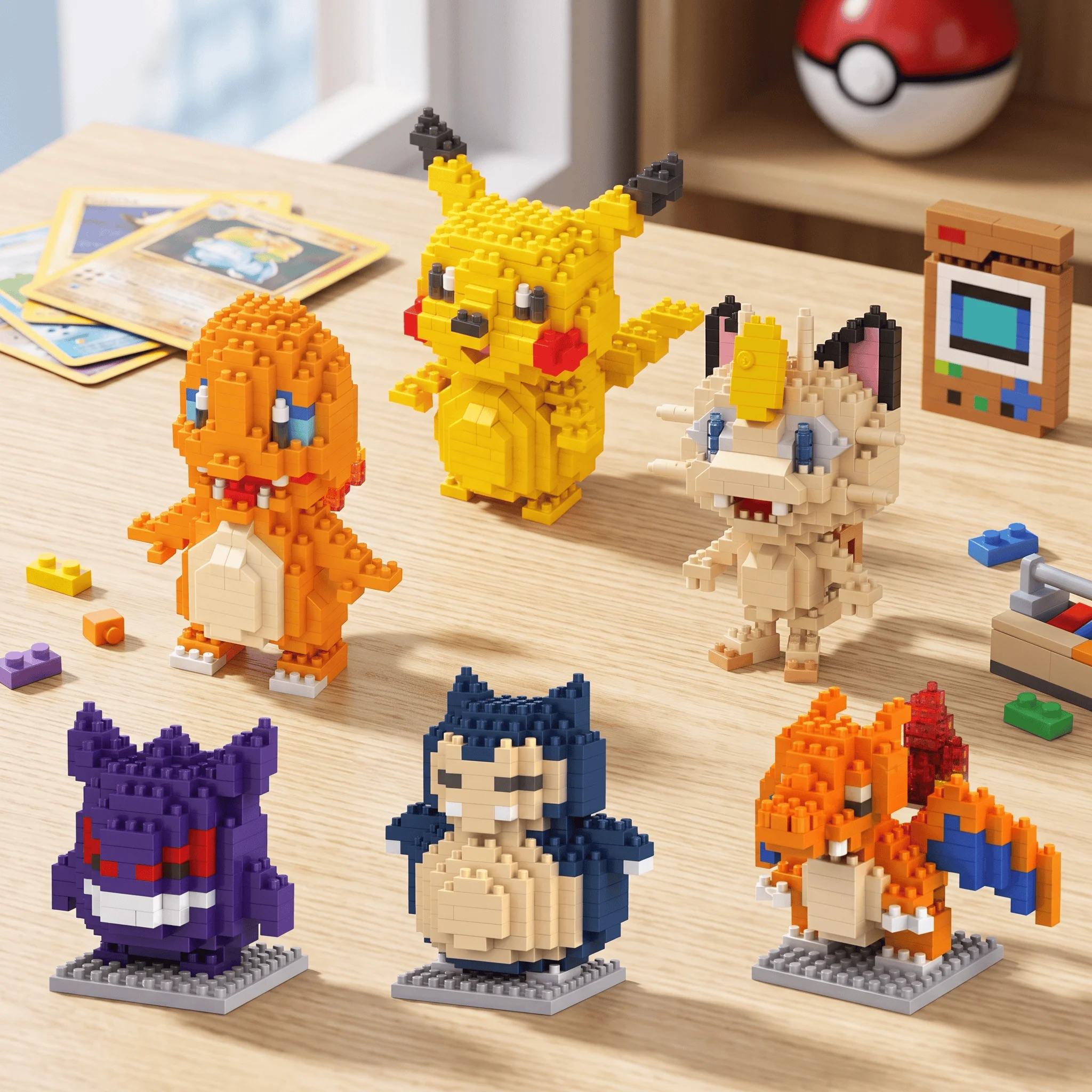 Set de Bloques de Construcción de Pokémon - Ladrillos de Pikachu, Gengar y Charizard, Modelo Micro Anime para Armar, Juguete de Regalo para Niños y Fans