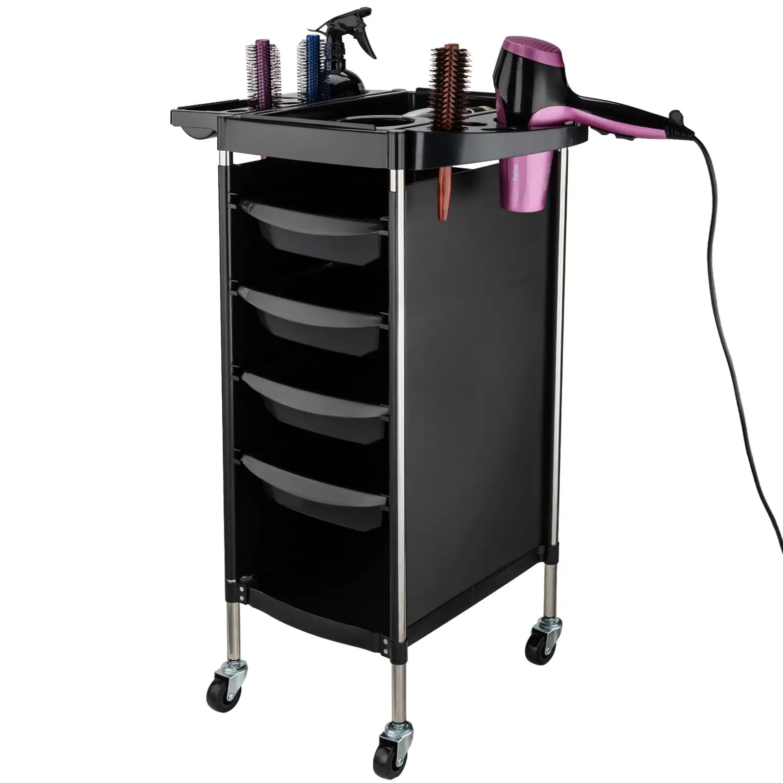 Carro de belleza móvil de 6 niveles, carrito de salón con ruedas: almacenamiento que ahorra espacio para maquinilla de peluquería, peluquero, SPA y equipo de tatuaje