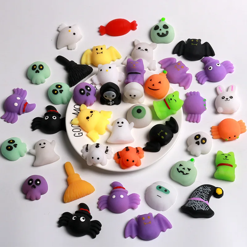 Juego de 10-30 piezas de juguetes blandos Mochi de Halloween, recuerdos para fiestas de Halloween, dulces no comestibles para Halloween, suministros para fiestas