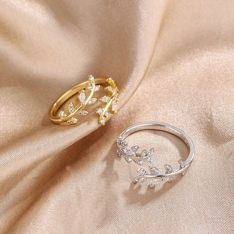 Anillo de Plata de Ley 925 con rama ajustable de oro y circonita para mujer, joyería fina para boda, ofertas al por mayor con