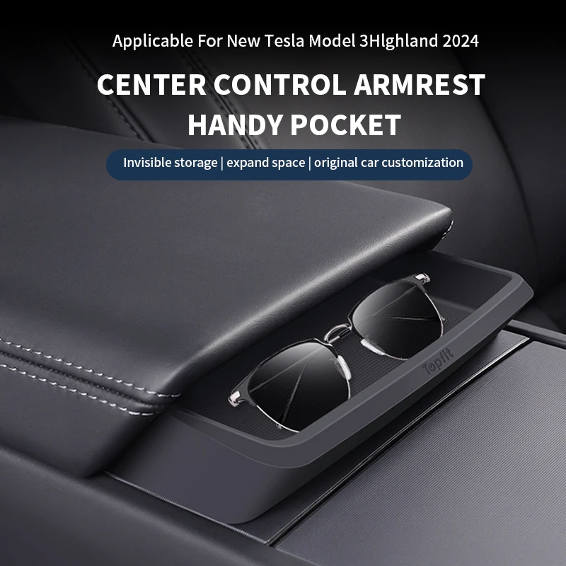 Caja de almacenamiento con reposabrazos Central para Tesla Model Y 3 Highland Juniper, estuche de almacenamiento para gafas de coche, accesorios multifuncionales