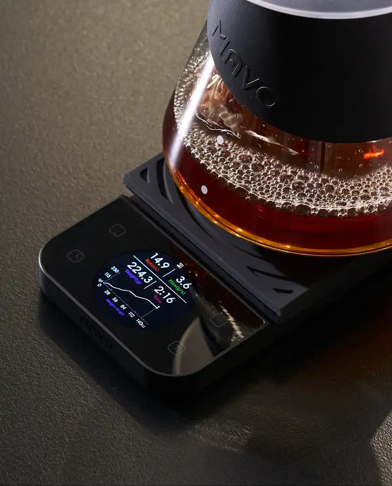 Báscula Inteligente para Café MAVO Lumicurve, Precisión de 0,1g, Báscula Digital para Espresso con Temporizador y Pantalla de Flujo para Café Pour Over