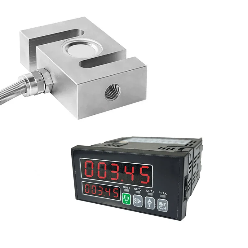 Sensor de pesaje tipo S de alta calidad, celda de carga + indicador de celda de carga, pantalla de 10kg, 20kg, 30kg, biosensor de 1 tonelada 2T