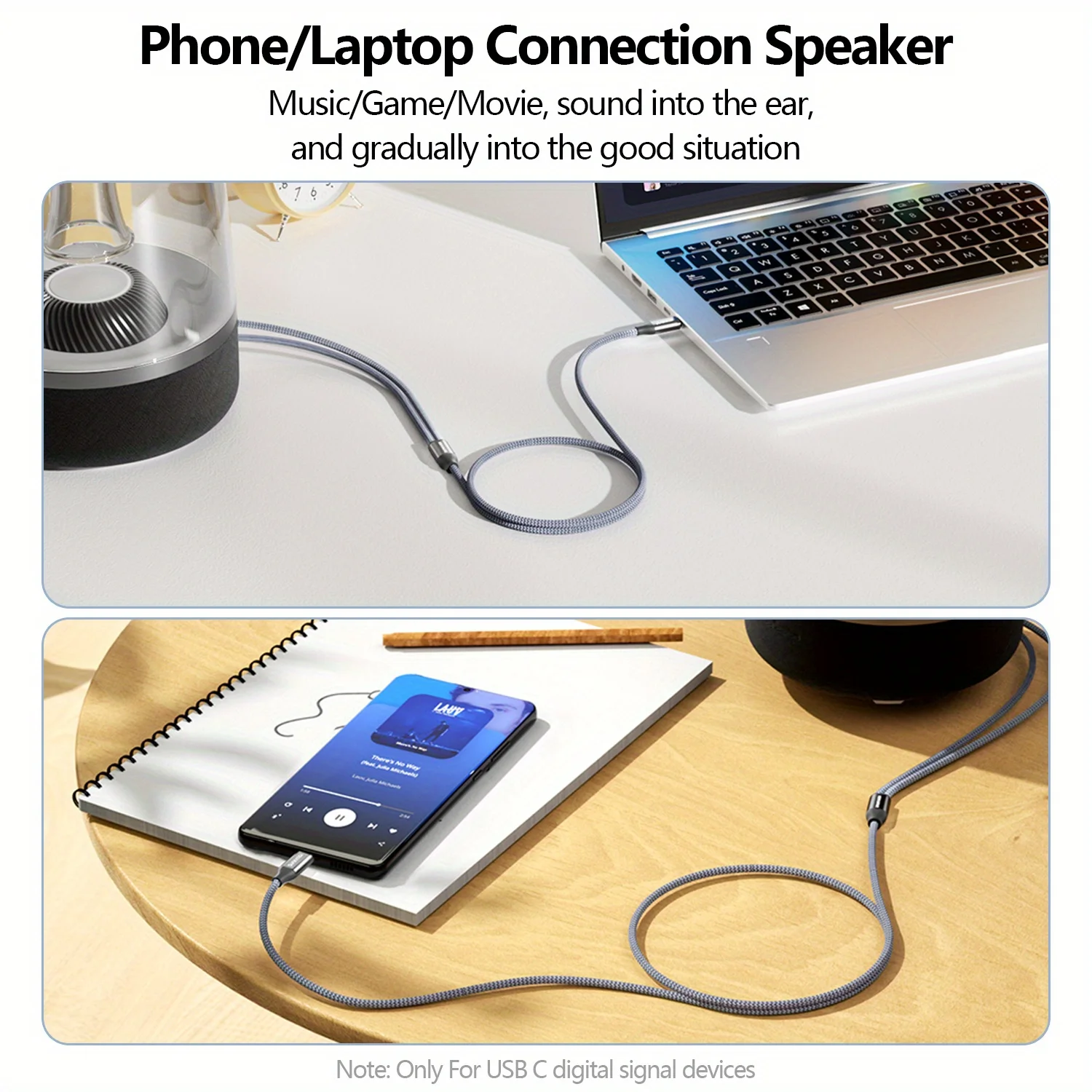 Cable de Audio SUNKANDI USB C a 2 RCA, Cable 2RCA a USB C, Divisor Y RCA, Audio Estéreo para Cine en Casa, Amplificador, Altavoz, TV, Hi-Fi