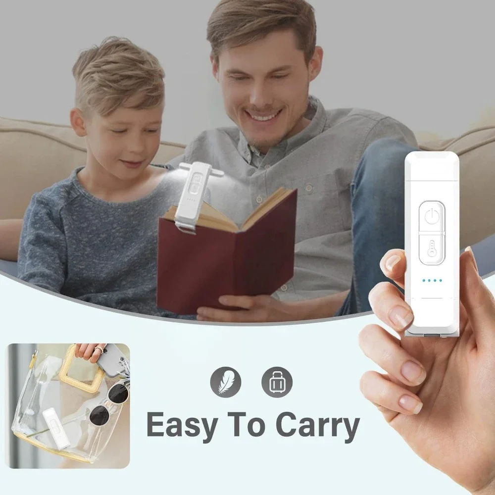 Luz de lectura, luz de libro recargable por USB para leer por la noche en la cama, luz de marcapáginas portátil con clip LED para leer en la cama