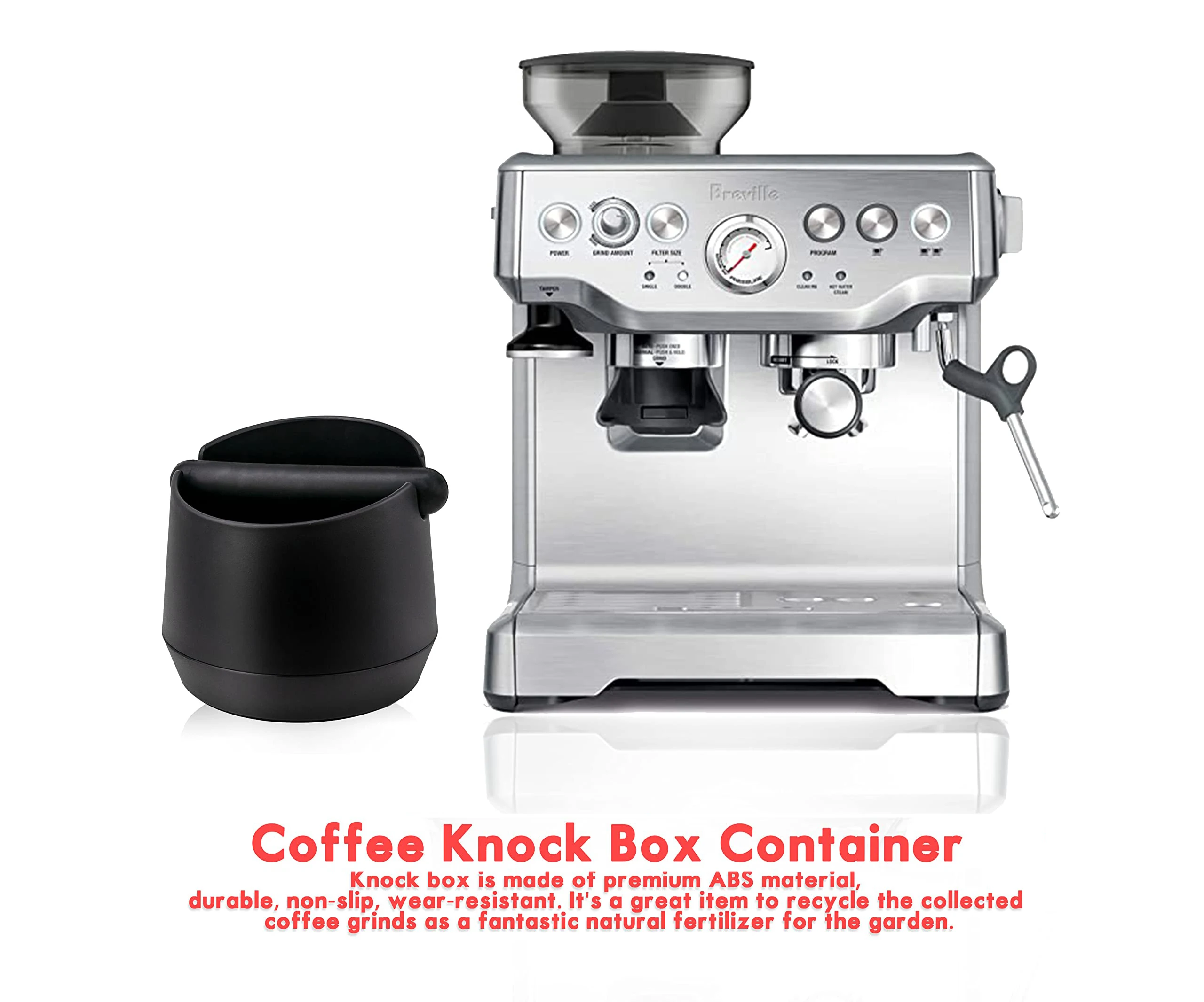 Leeseph-contenedor de residuos de café, caja de recolección de residuos de molienda Barista duradera antideslizante, cuerpo de grasa con barra de golpe