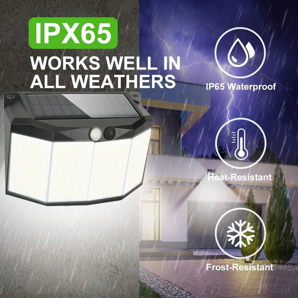 576 luces LED de energía Solar para exteriores, Sensor de movimiento, 3 modos, luces de inundación de seguridad impermeables para camino exterior, lámpara de jardín y garaje