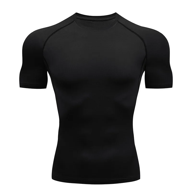 Camiseta deportiva de manga corta para hombre, camisa de compresión de secado rápido para gimnasio, Fitness, entrenamiento, correr, Rashgard