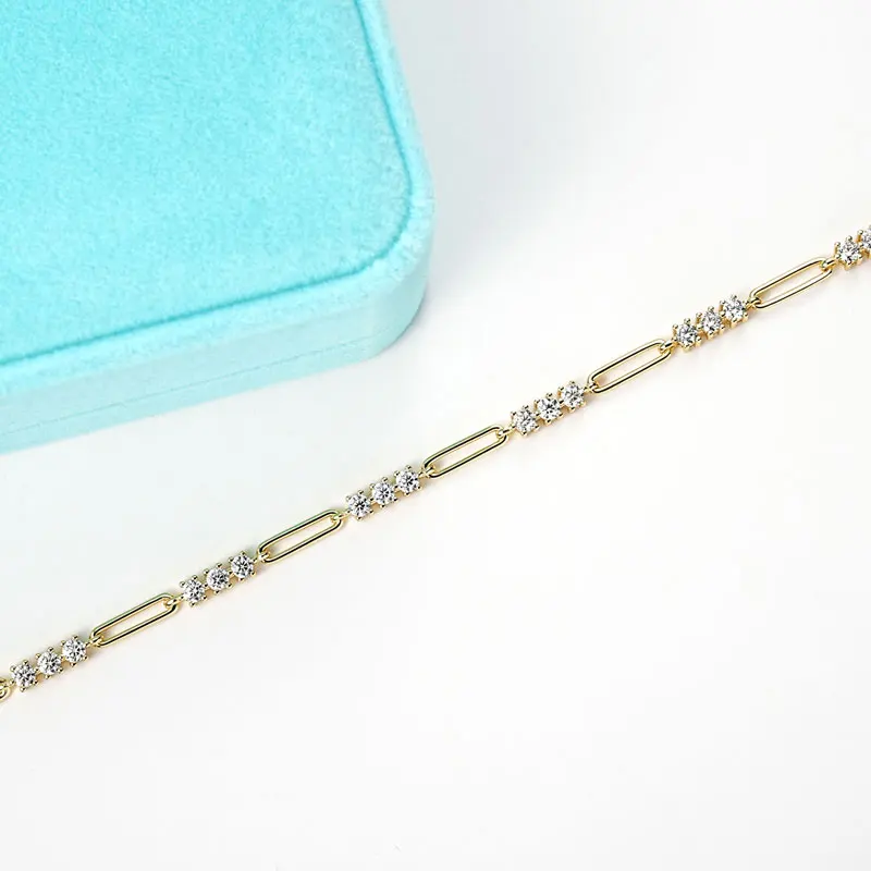 OXTAO-pulsera de moissanita de 3MM para mujer, pulseras de cadena ajustables de Plata de Ley 925, joyería de moda de lujo con certificado