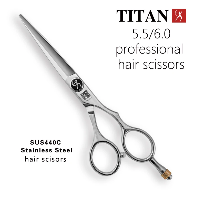 Tijeras Profesionales para Cabello Titan de 5.5 y 6.0 Pulgadas, Tijeras de Peluquería para Cortar y Entresacar