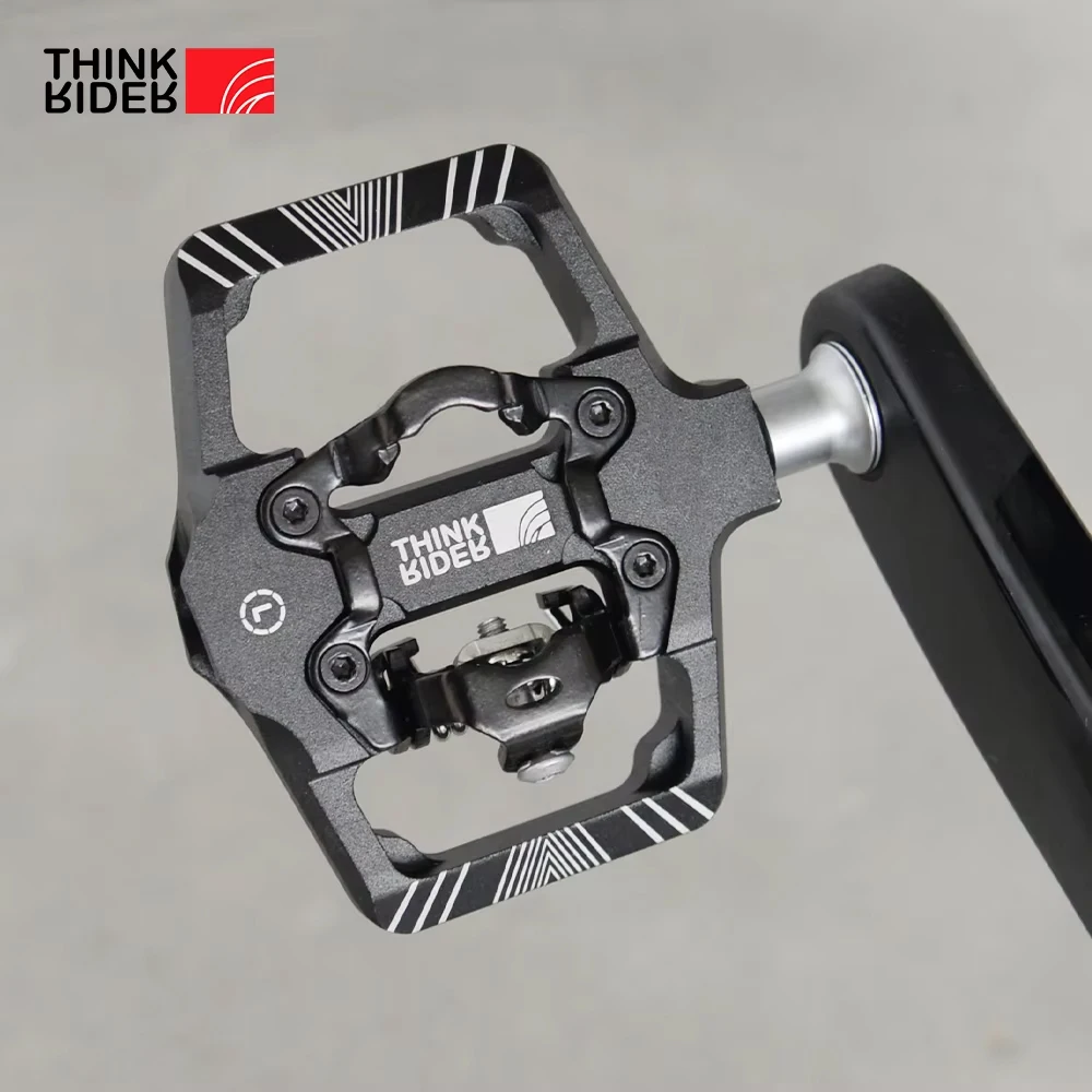 ThinkRider Pedal de bloqueo de bicicleta 2 en 1 con tacos gratis para sistema SPD MTB Road accesorios de bloqueo de rodamiento sellado antideslizante de aluminio