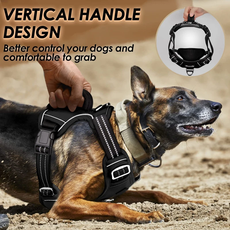 Benepaw-arnés para perro sin extracción, mango de fácil Control, arnés reflectante para mascotas, 2 Clips de correa, chaleco acolchado suave ajustable para perro
