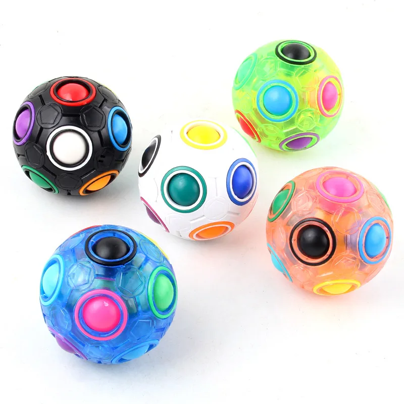 Bola mágica de rompecabezas de arcoíris, Bola de cubo de velocidad, divertida pelota para aliviar el estrés, rompecabezas 3D a juego de colores, juguete para niños, adolescentes y adultos