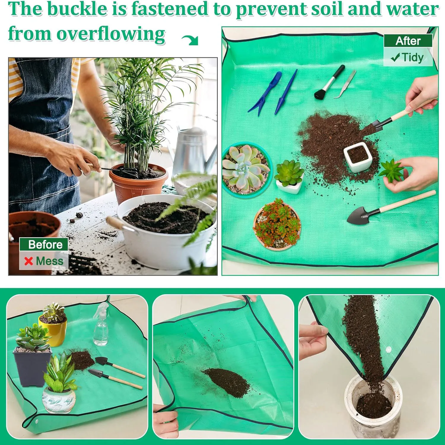 Esteras impermeables gruesas, esteras para cambiar el suelo del jardín, herramientas de jardinería, maceta para plantas y flores, esteras para plantas reutilizables para trasplante