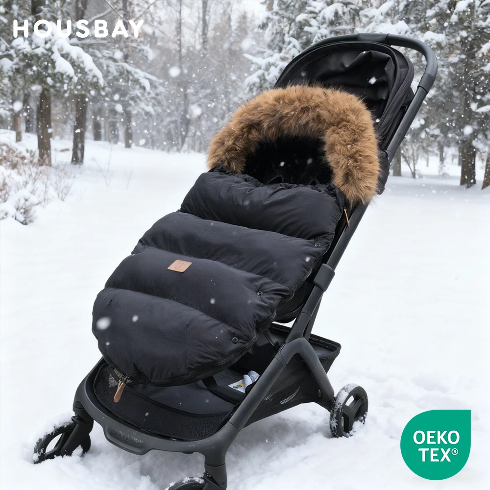Cochecito chanfrera para exteriores, invierno, bebé cálido en cochecito, extraíble, más grueso, a prueba de viento, Cuello de piel, sobre para bebé, accesorios para cochecito