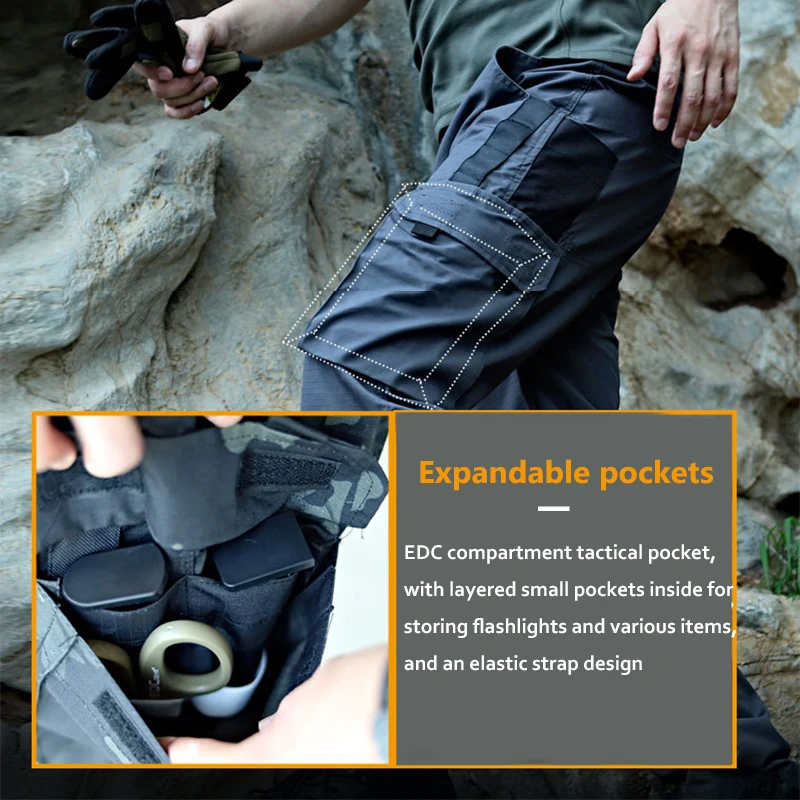 Nuevos pantalones de trabajo tácticos para hombre, pantalones Cargo informales impermeables para exteriores, pantalones de adiestramiento al aire libre resistentes al desgaste con múltiples bolsillos, 2/1 Uds.
