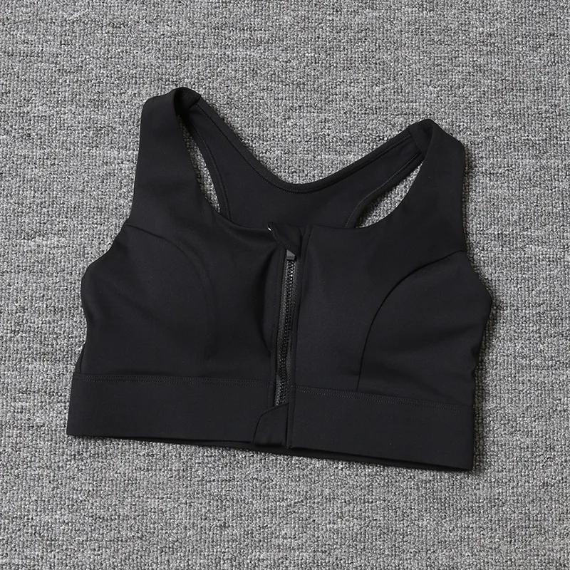 Nuevo sujetador deportivo para mujer 2026 con cremallera frontal ajustable, alta resistencia, a prueba de golpes, fruncido, sexy y con espalda cruzada para entrenamiento.