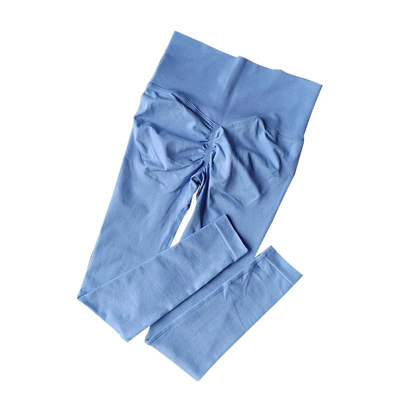 Pantalones deportivos sin costuras para Yoga, mallas deportivas de cintura alta, transparentes, para Yoga, gimnasio, correr, pantalones de secado rápido, pantalones con fruncido en la parte de atrás