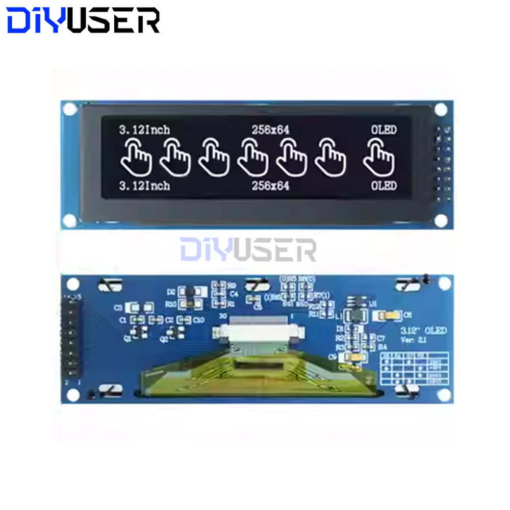 Módulo de pantalla OLED de 3,12 pulgadas SSD1322 256x64 para STM32 Raspberry Pi, interfaz SPI I2C con cabezal de pines pre-soldado